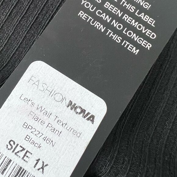 Fashion Nova Let's Wait Textured Flare Pant Black Size 1X - Picture 14 of 16